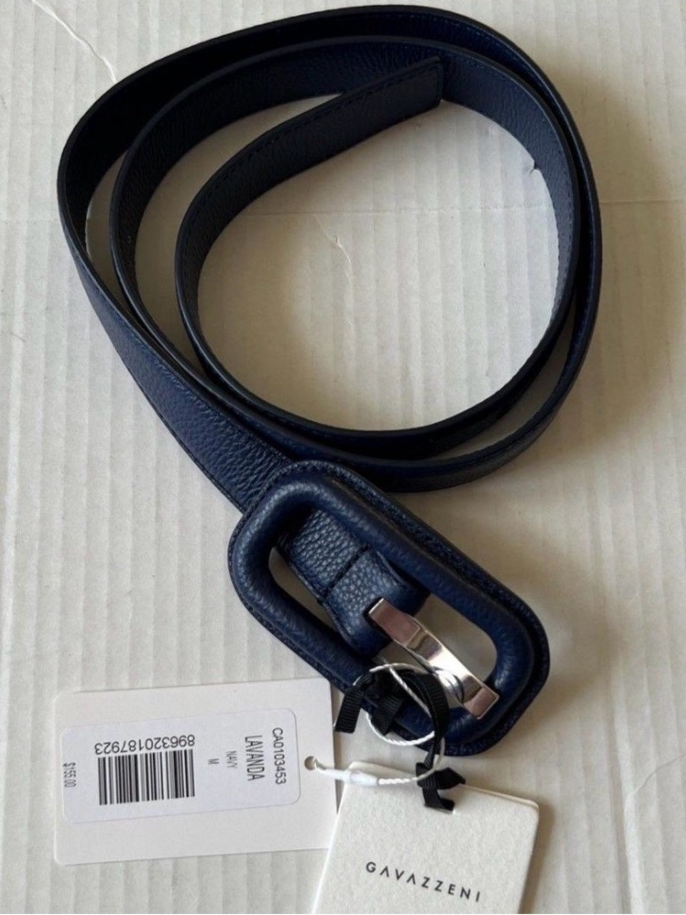 Veronica Beard x Gavazzeni Lavanda Navy Leather Belt Made in Italy NWT Sz Small
